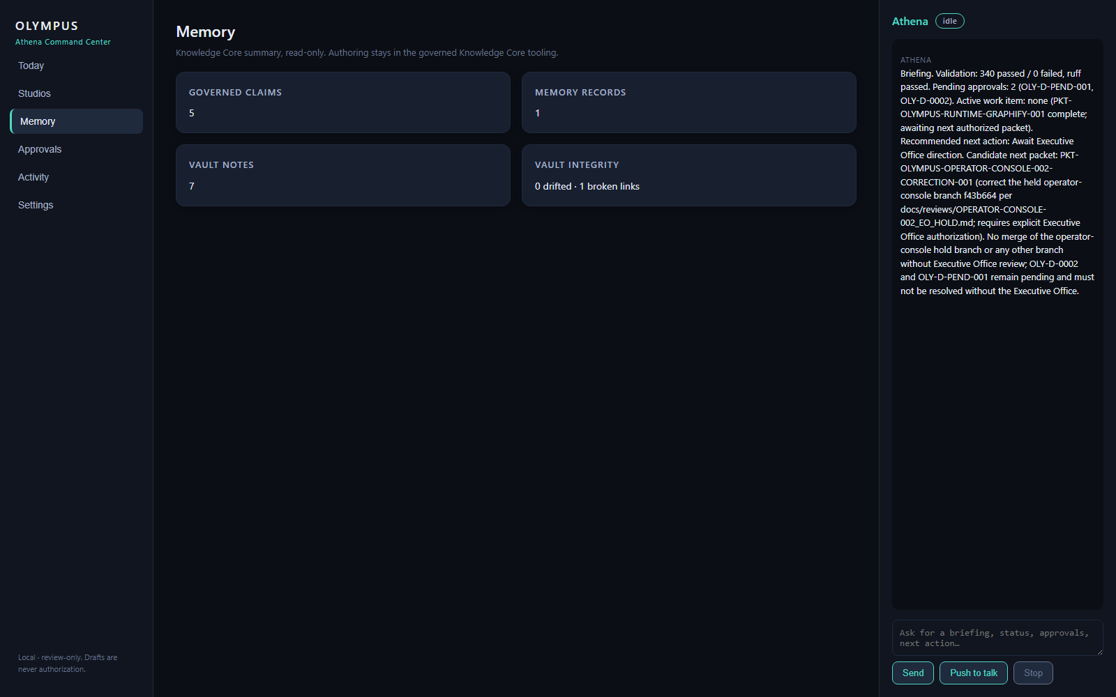 Olympus Memory Palace interface